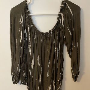 Olive green off the shoulder blouse